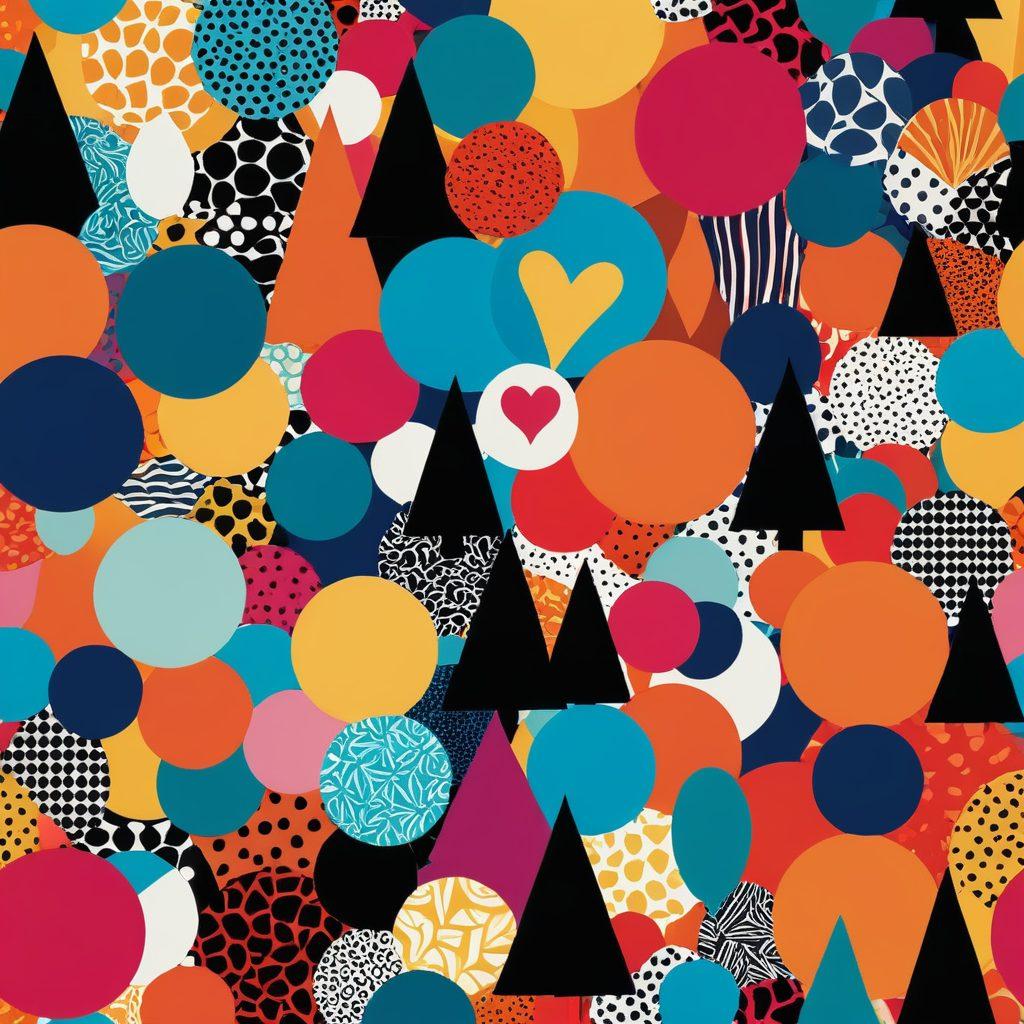 A vibrant collage featuring various artistic representations of adult media, including playful silhouettes and abstract shapes, all set against a backdrop of soft, warm colors. Elements of joy, laughter, and contentment should radiate from the composition, showcasing an atmosphere of liberation and exploration. Incorporate hints of pop culture references and whimsical patterns to enhance the playful nature of the theme. Vector art. vibrant colors. playful textures.